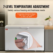 VEVOR Chest Freezer, 345 L Deep Freezer & 4 Removable Baskets, Freestanding Commercial Chest Freezer with Top Open Door & Lockable Lid, 7-Level Adjustable Temperature
