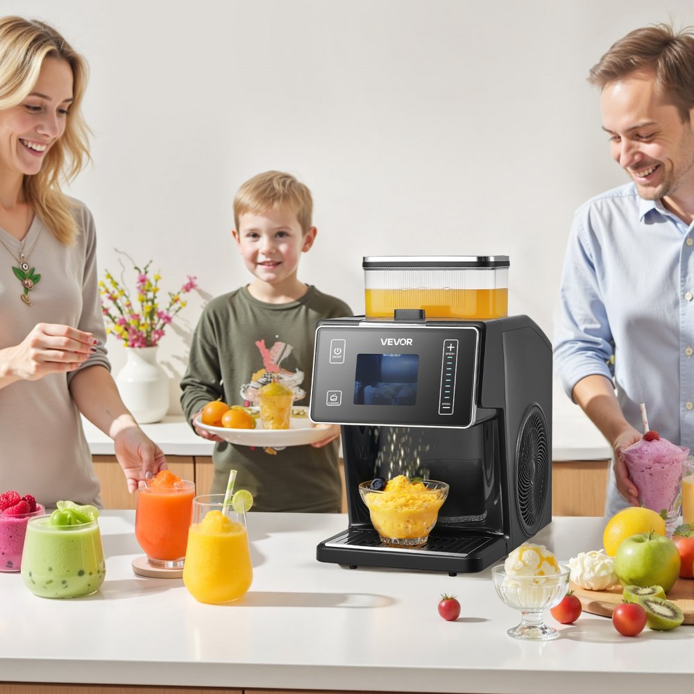 VEVOR Snowflake Ice Machine, 20KG/24H Snowflake Ice Maker, Ice-Shaver Machine with Stainless Steel Blade, Electric Snow Cone Maker with 0.8L Tank, 60S Fast Pre-Cooling, for Home & Small Gatherings