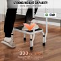 VEVOR Step Stool with 1 Step, 150kg Load Capacity, 3 Way Height Adjustable with Handle, Steel Step Ladder, Portable Step Stool for Toddlers for Adults, Non-Slip Sturdy Step Ladders for Office