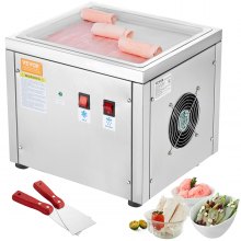 VEVOR gefrituurde ijsrollermachine, 28 x 24 x 2 cm pan voor het frituren van ijs, ijsmachine met compressor en 2 schrapers, voor het maken van ijs, bevroren yoghurt en ijsrolletjes