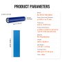 productparameters van VEVOR tapijtbeschermingsfolie met afmetingen, dikte en materiaalspecificaties.