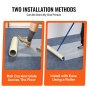 two installation methods for VEVOR carpet protection film: glide across the floor, or use a roller.