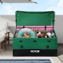 VEOVR Outdoor Storage Box, 150 Gallon Waterproof PE Tarpaulin Deck Box with Galvanized Frame, All-Weather Protection & Portable, for Camping, Garden, Poolside, and Yard, Brown & Blue