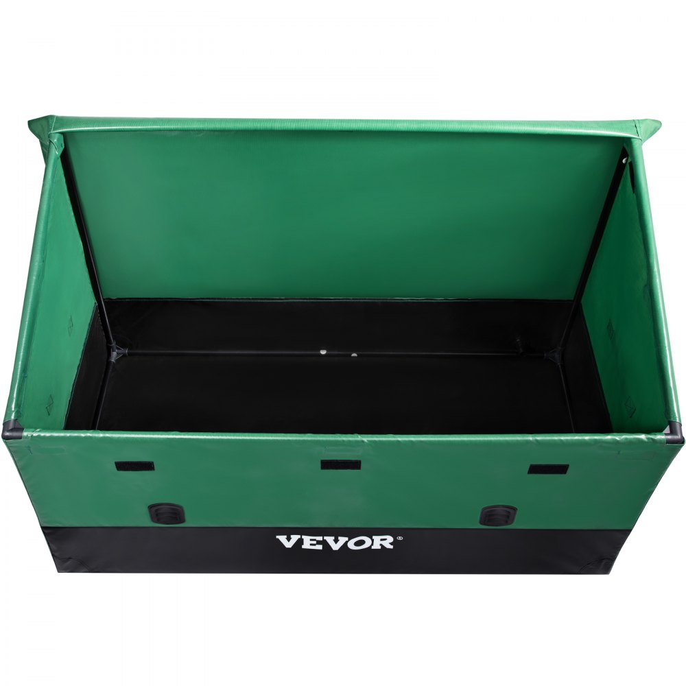 VEOVR Outdoor Storage Box, 230 Gallon Waterproof PE Tarpaulin Deck Box with Galvanized Frame, All-Weather Protection & Portable, for Camping, Garden, Poolside, and Yard, Brown & Blue