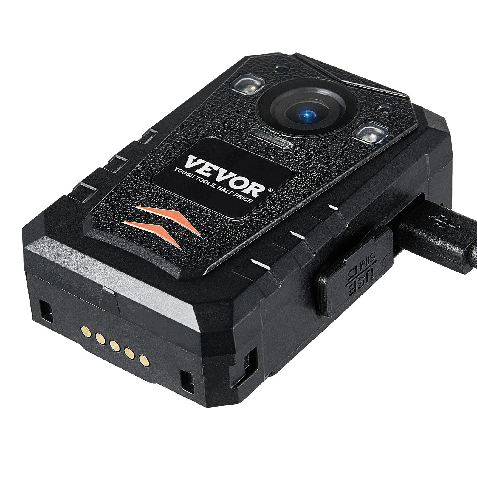 VEVOR 1440P HD politie bodycam, 128GB bodycam met audio- en video-opname, ingebouwde 3500mAh-batterij, 2,0-inch LCD-scherm, infrarood nachtzicht, waterdichte GPS persoonlijke bodycam voor wetshandhaving