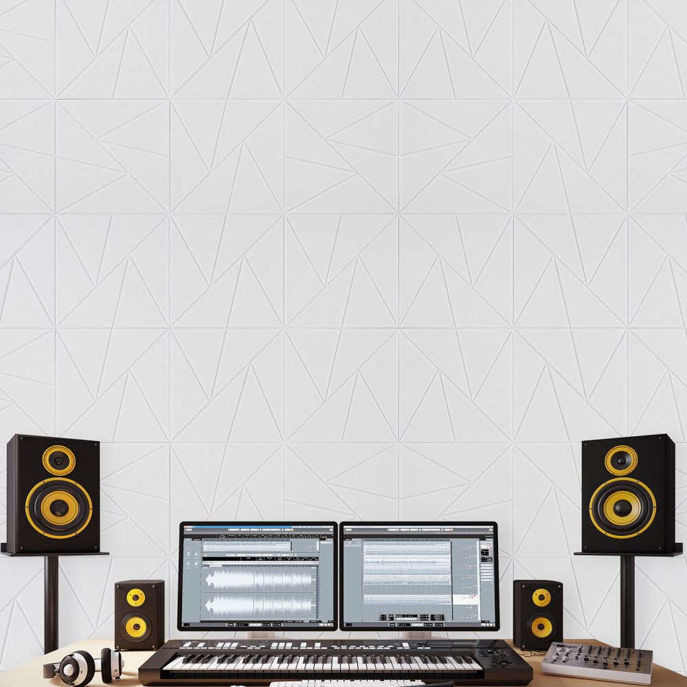 VEVOR 18 Pack Acoustic Panels with Self Adhesive, 11.8 x 11.8 x 0.4 inch Sound Proof Foam Panels, Polyester Fiber Soundproof Wall Panels High Density, for Home, Studio, Office, Theater, White