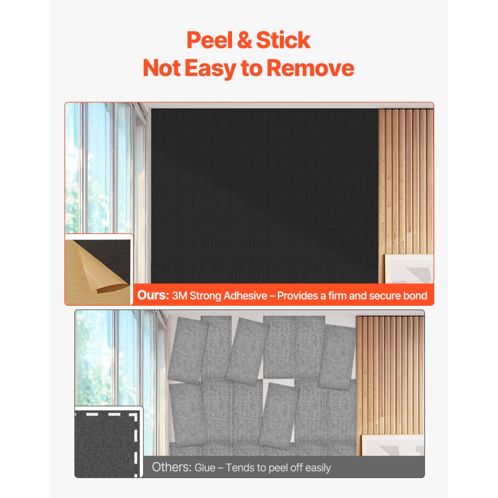 VEVOR 5-pack akoestische panelen met zelfklevende tape, 1200x600x10 mm geluidsdichte schuimpanelen, akoestische wandpanelen van polyestervezel, voor thuis, studio, kantoor, theater, zwart