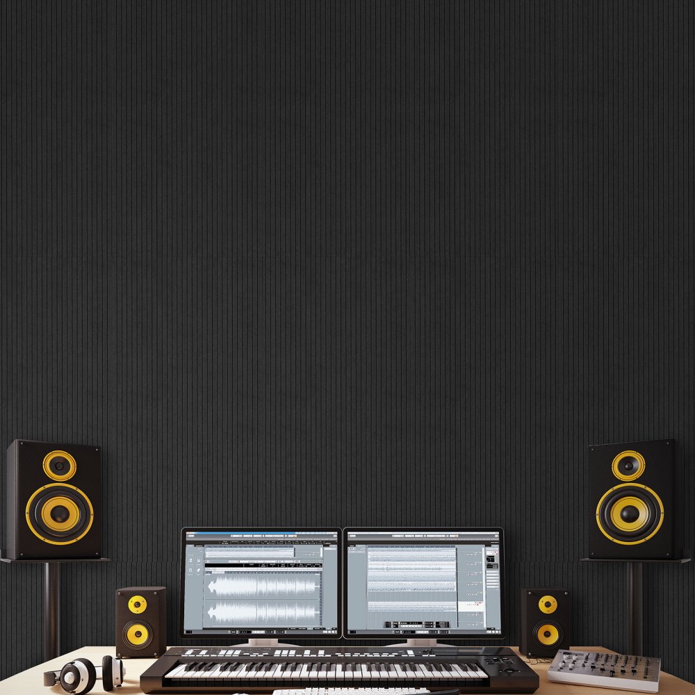 VEVOR 5-pack akoestische panelen met zelfklevende tape, 1200x600x10 mm geluidsdichte schuimpanelen, akoestische wandpanelen van polyestervezel, voor thuis, studio, kantoor, theater, zwart