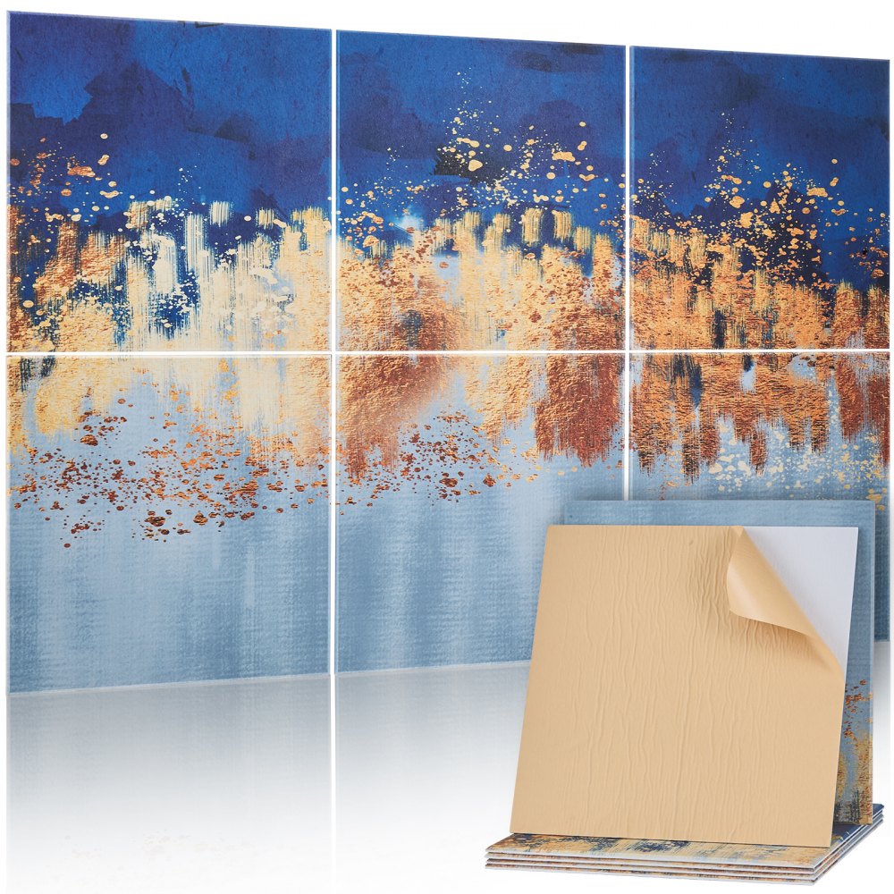 VEVOR 6-pack akoestische panelen, 1800x1200x10 mm, akoestische wandpanelen, zelfklevende decoratieve geluidsisolatie- en absorptiepanelen voor thuis, kantoor, studio, speelkamer, theater, schilderijen