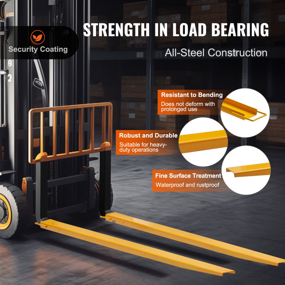 VEVOR 2-delige set vorkverlengstukken, 2440 mm vorktandverlenging, 1,815 ton draagvermogen, Q235 koolstofstalen vorktanden, ontwerp uit één stuk, palletvorkverlengstuk, compatibel met 106 mm vorken.