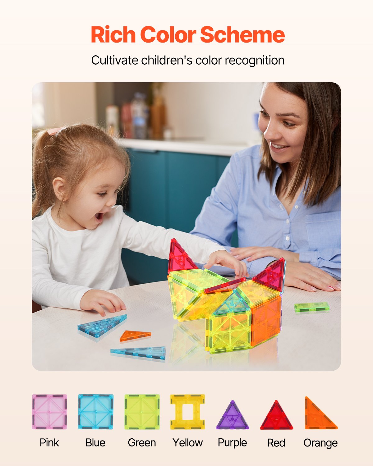 VEVOR Magnetische Bouwstenen, 32-delige Magnetische Bouwset, Magnetisch Speelgoed met Opbergzak, STEM Sensorisch Leerspeelgoed, Constructiestapelspeelgoed, Cadeau voor Kinderen vanaf 3 Jaar