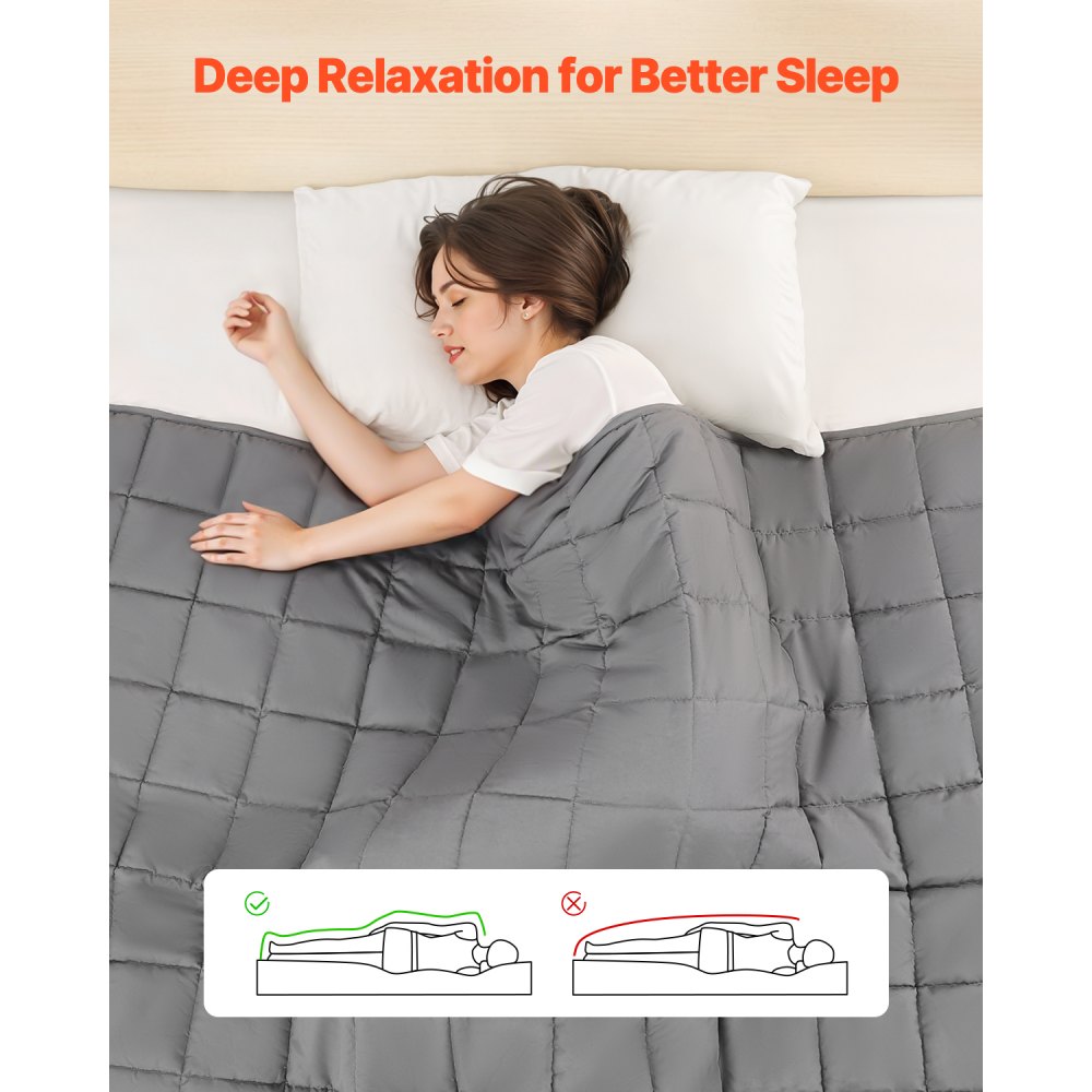 VEVOR Weighted Blanket, 25 lbs, 88 x 104 in King Size, Cooling Breathable Heavy Blanket with Glass Beads, All-Season Use, Suitable for 250-310 lbs Adults, Anxiety Stress Relief, Improve Sleep, Grey