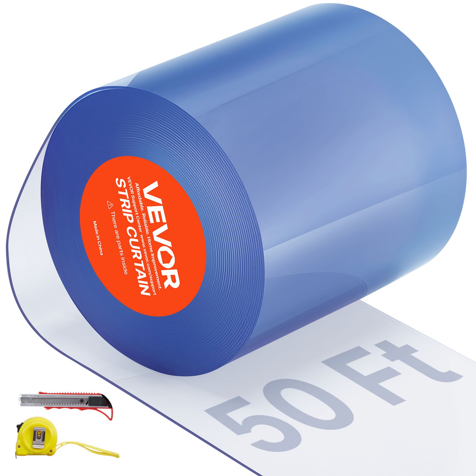 VEVOR strokengordijn, 15,2 m lang x 20,3 cm breed x 0,2 cm dik, transparant glad PVC strokengordijn, grote rol, kunststof deurstrip voor supermarktdeuren, garages, magazijnen, schuren en stallen.