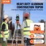 VEVOR laserwaterpas statief, 5/8"-11 schroefdraadbevestiging, hoogteverstelling van 16,53-65,55 inch, zwaar uitgevoerd meetstatief voor laserwaterpasscanners in de bouw, intrekbare poten, antislipvoetjes, professioneel