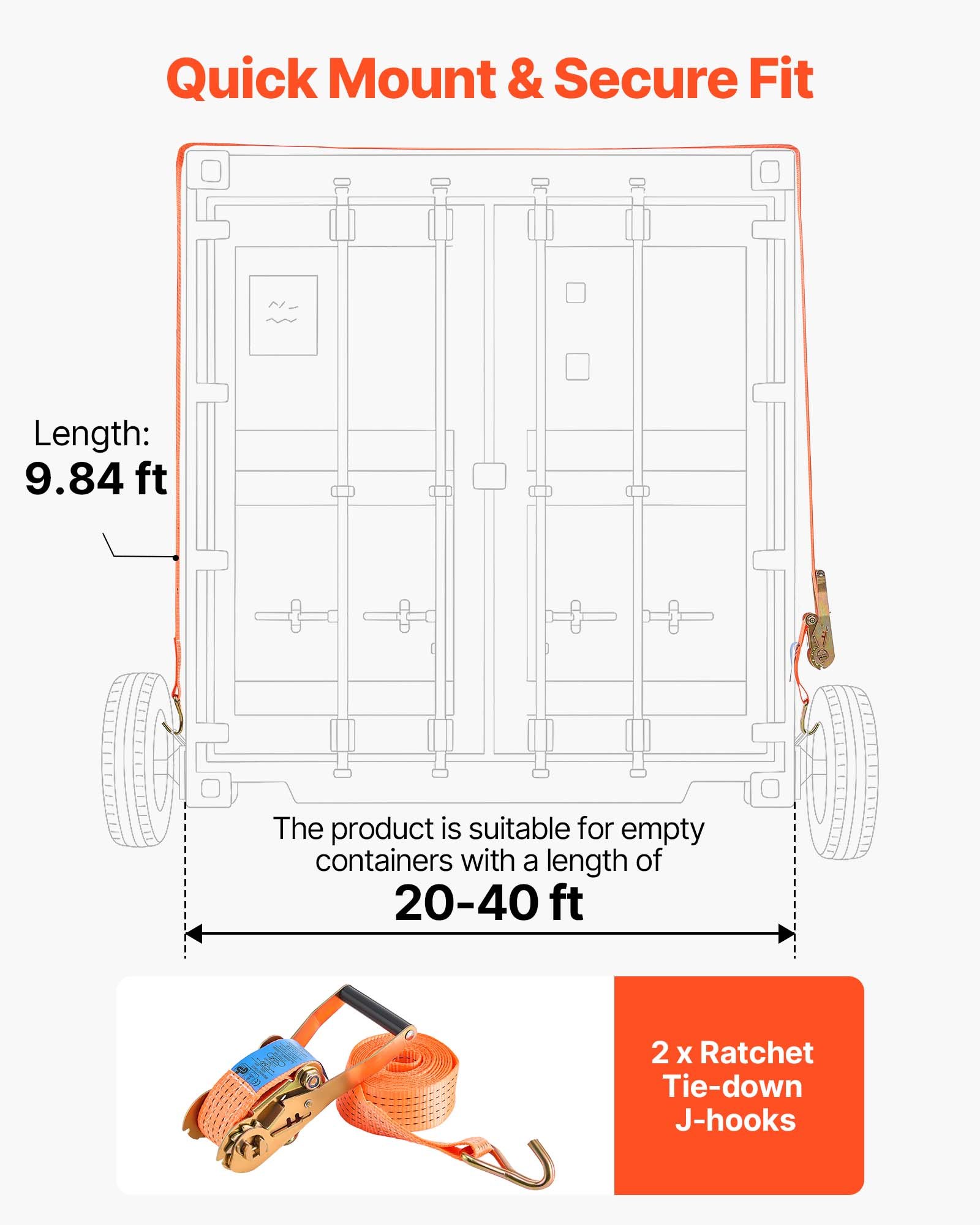 VEVOR 4 T zeecontainer wielset met 8 ogen, robuuste zeecontainer accessoire met ratel spanband, verplaatsbaar van 6 m tot 12 m, veilig transport voor dok, magazijn, bouwplaats, zwart