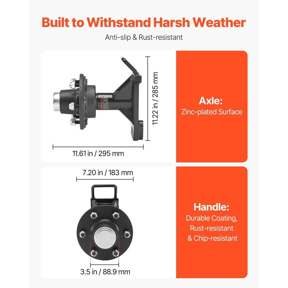 VEVOR Shipping Container Wheels 6-Lug Wheels Kit, Heavy Duty Shipping Container Axle with Ratchet Tie Down-Moves 6 m-12 m, Secure Transport for Dock, Warehouse, Construction Site, Black