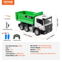 VEVOR RC dumper dumper vrachtwagen 9 kanalen 1:18 29x10,5x15cm