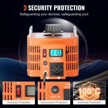 VEVOR 3000VA automatische variabele spanningstransformator, 10 Amp, 230V ingang, 0-300V uitgang, AC-spanningsregelaar, met LCD-display, 4 extra zekeringen