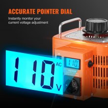 VEVOR 3000VA automatische variabele spanningstransformator, 10 Amp, 230V ingang, 0-300V uitgang, AC-spanningsregelaar, met LCD-display, 4 extra zekeringen