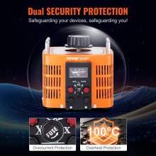 VEVOR Automatische variabele spanningstransformator 3000VA 10A Ingang 230V Uitgang 0-300V AC-spanningsregelaar 4 zekeringen Thermische schakelaar voor thuiskantoor