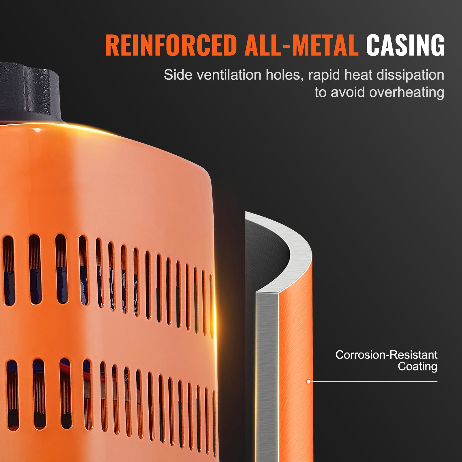 VEVOR Automatische variabele regeltransformator 500VA 1,7A ingang 230V uitgang 0-300V AC spanningsregelaar 4 zekeringen thermische regelschakelaar voor thuiskantoor