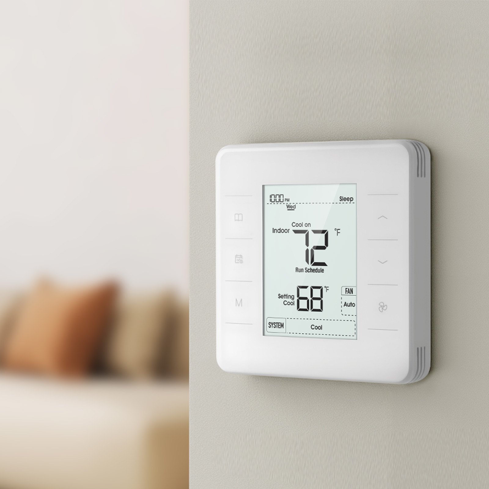 VEVOR Thermostaat 7-daags programmeerbare kamerthermostaat voor warmtepomp, airconditioner, vloerverwarming, LED-scherm met achtergrondverlichting, breed temperatuurbereik van 5 tot 37 °C, wit