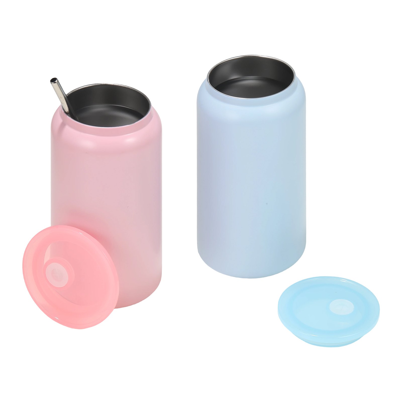 VEVOR Sublimatiebekers 12 stuks (473 ml), meerkleurige roestvrijstalen sublimatie thermosbekers met deksels en rietjes, dubbelwandige geïsoleerde sublimatie drinkflessen voor doe-het-zelf projecten en cadeaus
