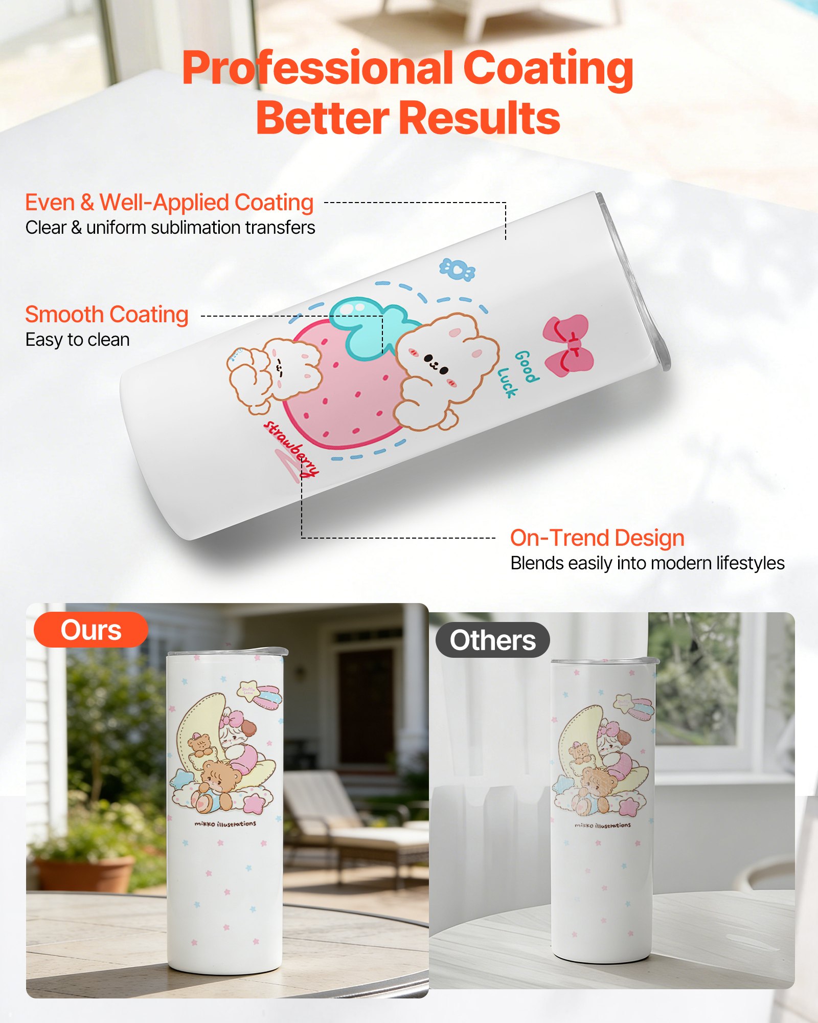 VEVOR sublimatiebekers 4 stuks (591 ml), roestvrijstalen sublimatiebekers met deksels en rietjes, dubbelwandige geïsoleerde sublimatiebekers voor individuele doe-het-zelf-ontwerpen en cadeaus