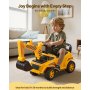 VEVOR Ride On Toddler Car, Push Car for Toddler 19 to 36 Months, Excavator Digger Toy with Helmet & Music, 25 kg Load Capacity, Foot-to-Floor Walker for Kids, Yellow