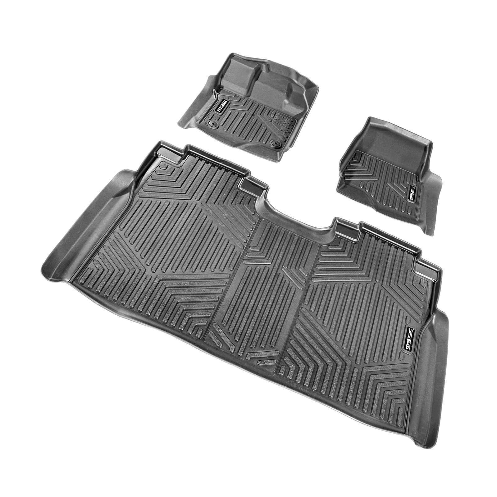 VEVOR Automotive Floor Mats, Fits for 2015-2024 Ford F-150 (Includes 2022-2024 Lightning) SuperCrew with Carpet & Without Fold Flat Storage, 3 pcs Front and 2nd Row Liners, Liners for Trucks, Black