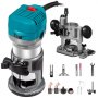 FlowerW 710W Compact Precision Plunge Router 220V Compact Router Kit with 1/4" & 3/8" Collet, Woodworking Power Tool, Soft Start and 6 Variable Speeds Functions