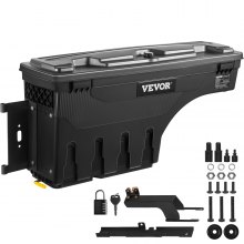 VEVOR Truck Bed Storage Box, Lockable Swivel Case, 25L ABS Wheel Arch Tool Box, Waterproof & Durable, Compatible with Ford F-150 2015-2021, Truck Bed Storage Box