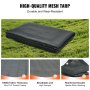 VEVOR Dump Truck Mesh Tarp, 6 x 14 ft, PVC Coated Black Heavy Duty Cover with 5.5" 18oz Double Pocket, Brass Grommets, Reinforced Double Needle Stitch Webbing Fits Manual or Electric Dump Truck System