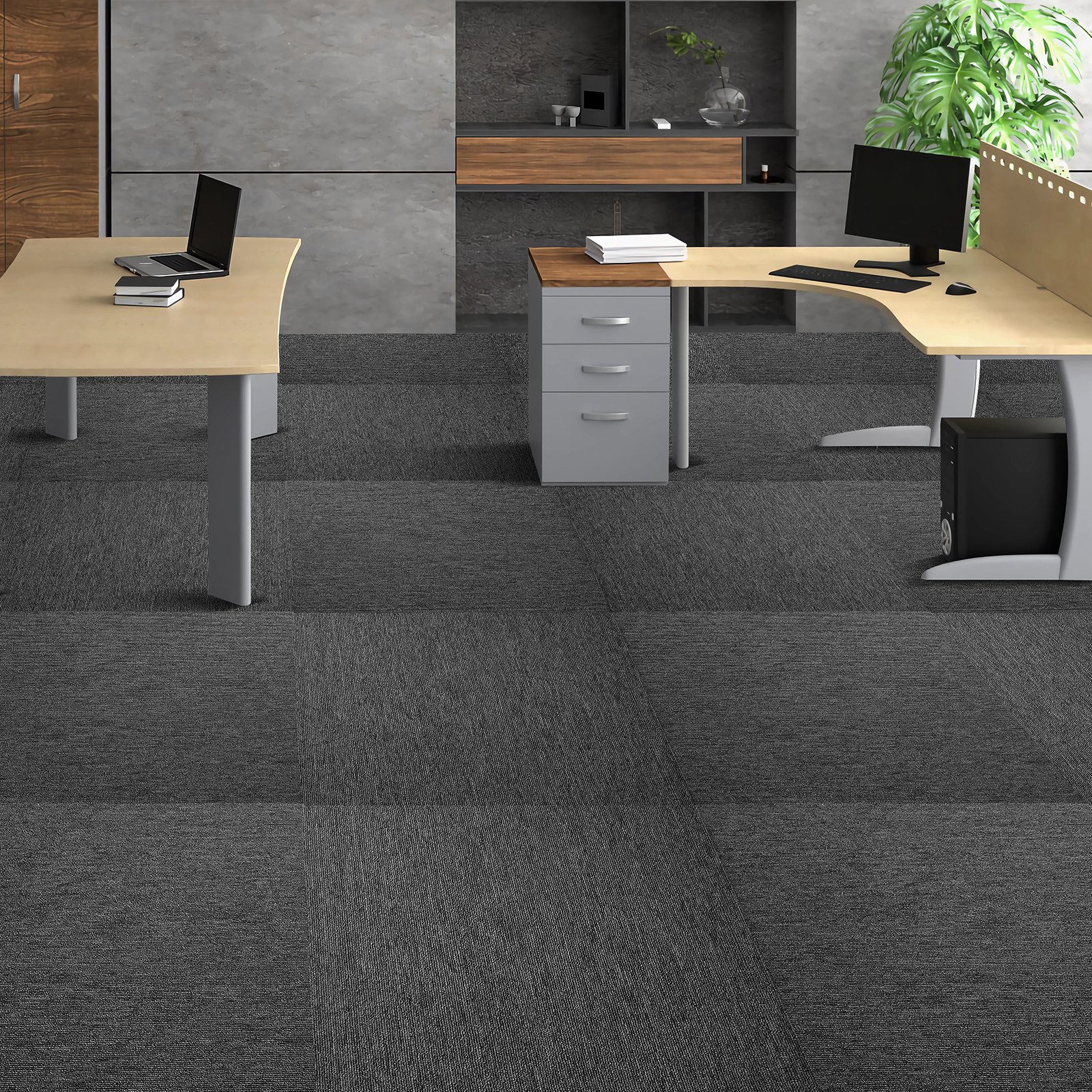 VEVOR tapijttegels, 500 x 500 x 5 mm, tapijt met bevestigde vulling, zachte, gevoerde tapijttegels, eenvoudige doe-het-zelf installatie voor slaapkamer en woonkamer (20 stuks, donkergrijs)
