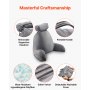 VEVOR Reading Pillow, Large Bed Pillow with Removable Headrest, Back Pillow with 3 Pockets, Shredded Memory Foam and Washable Short Velvet Cloth, Side with Handles for Reading, Gaming, Resting, Grey