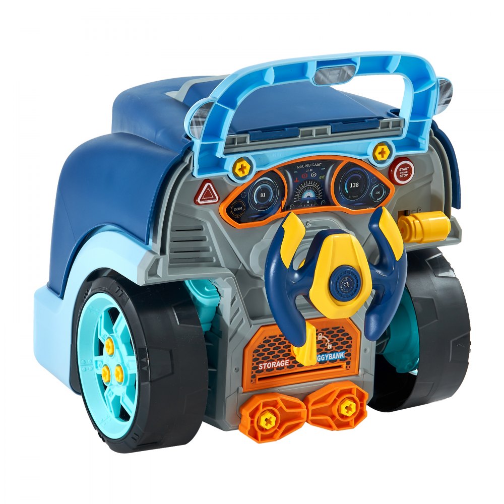 VEVOR Engine Toy, 60 Pieces, Kids Mechanic Car Repair Set with Removable Parts, Lights and Sounds, Steering Wheel and Horn, Kids Mechanic Workshop Set for Toddler Ages 3 Years and Up, Blue