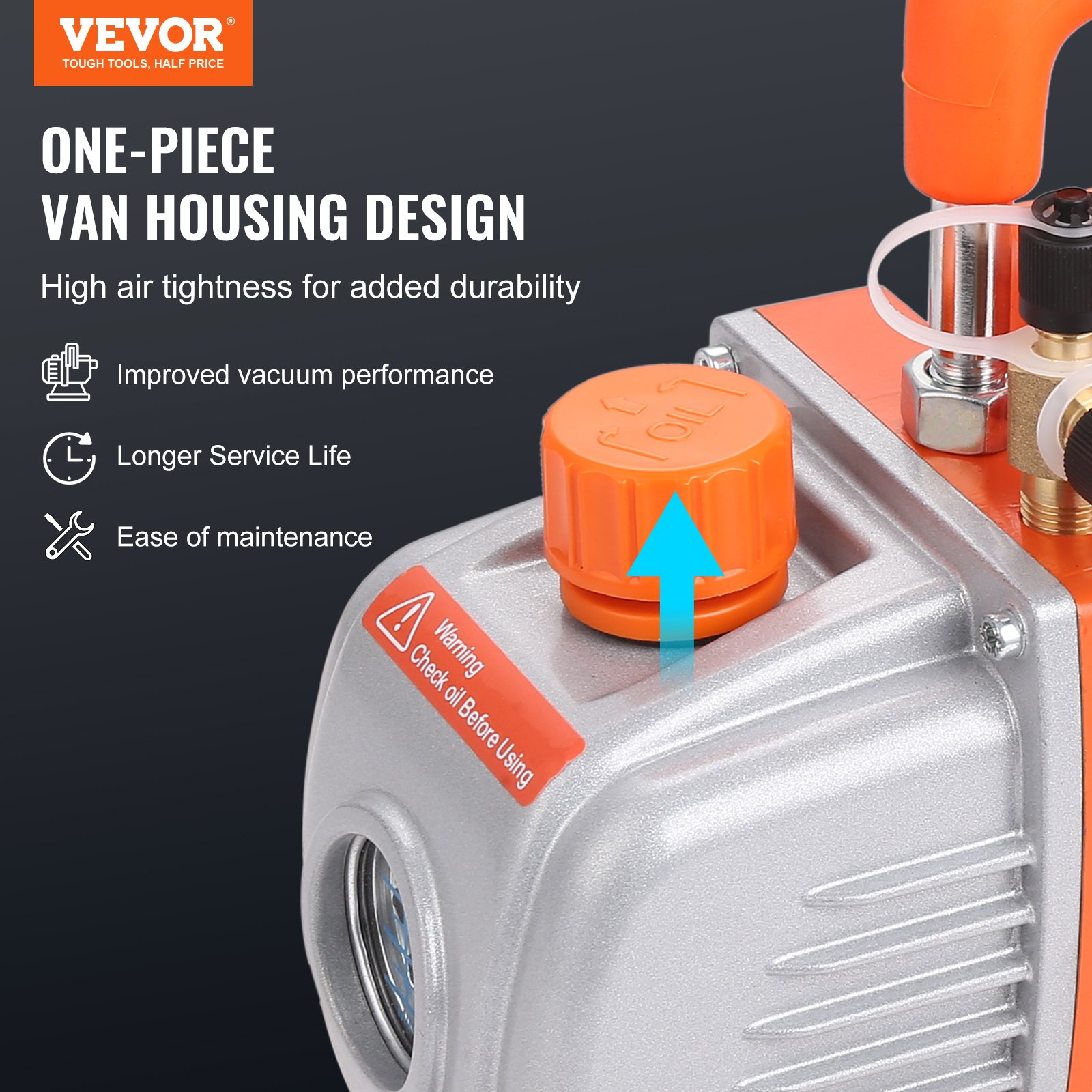 VEVOR vacuümpomp 100 l/min, eentraps vacuümpomp, 220 V/50 Hz, 1440 tpm, 800-4000 psi (55-276 bar), 250 ml oliecapaciteit. Vacuümmanometerset voor airconditioning en koelsystemen in auto's.