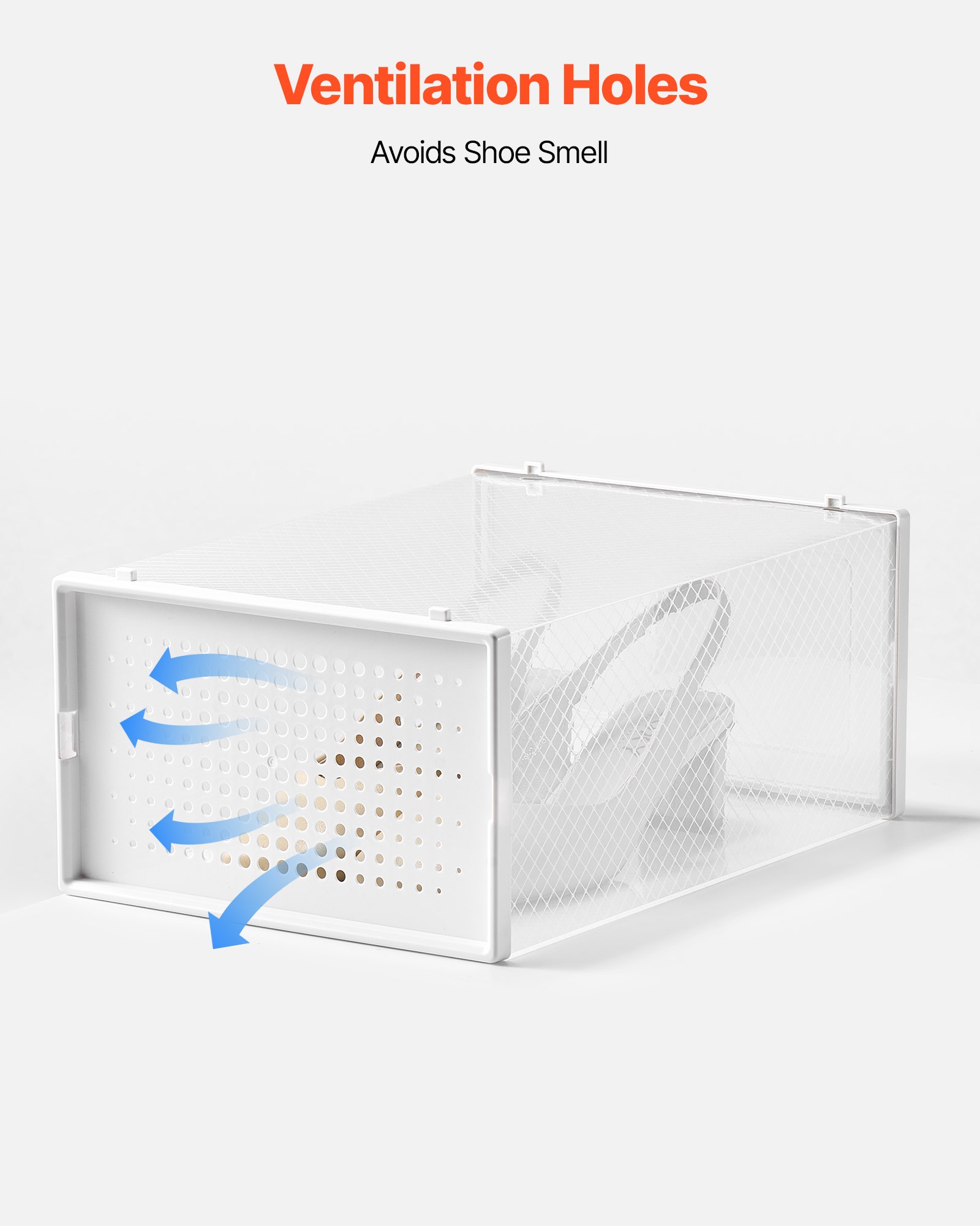 VEVOR Schoenenopbergdozen Stapelbare schoenendozen (12 stuks) Geschikt voor schoenen tot maat 11, Modulaire plastic schoenenorganizer voor het opbergen van hoge hakken, laarzen en hoeden, Wit frame