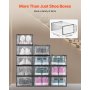 VEVOR Shoe Storage Boxes, 12 Pack Stackable Shoe Boxes Storage Organizers, Fit up to US Size 11, Plastic Modular Space Saving Sneaker Containers for Storing High Heels, Boots, and Hats, Black Frame