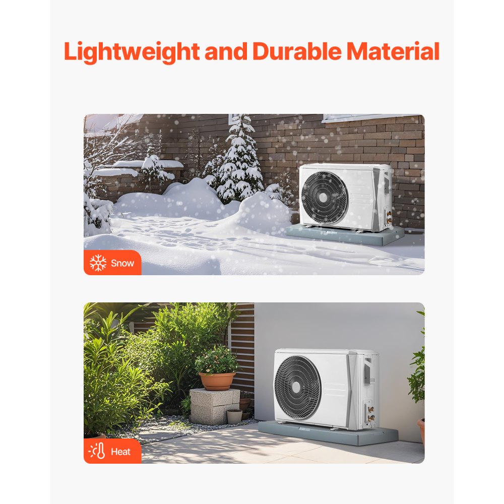 VEVOR Mini Split Pad, for 9000-36000BTU Ductless Air Conditioner Heat Pump Systems, 960x460x74 mm Plastic Outdoor Condenser Equipment Anti-Vibration Pads for Heat Pump System, Max Load 181kg