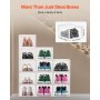 VEVOR Shoe Storage Boxes, 12 Pack Clear Stackable Shoe Boxes Storage Organizers with Magnetic Door, Fit up to US Size 13, Plastic Sneaker Containers for High Heels, Boots, and Hats, Transparent White