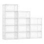 VEVOR Shoe Storage Boxes, 12 Pack Clear Stackable Shoe Boxes Storage Organizers with Magnetic Door, Fit up to US Size 13, Plastic Sneaker Containers for High Heels, Boots, and Hats, Transparent White