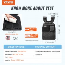 VEVOR gewichtsvest hardloopvest trainingsvest met verstelbare gewichten 18,14 kg