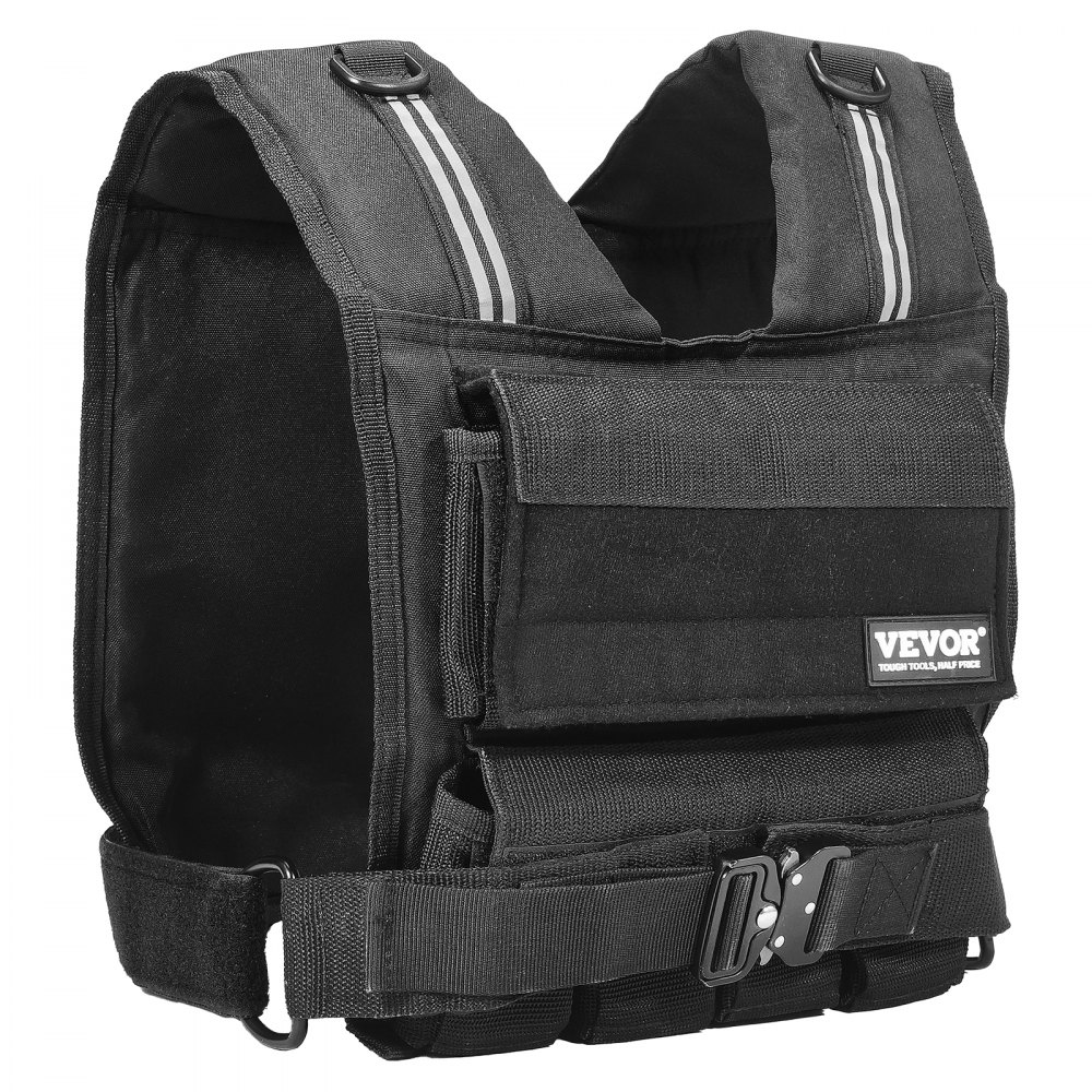 VEVOR Adjustable Weighted Vest, 35lb Weight Vest with Iron Weights, Shoulder Pad, and Reflective Stripe, Body Weight Vest Exercise Set for Men Women, Workout Equipment for Strength Training Running