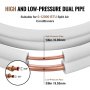 high and low-pressure dual pipe for VEVOR mini split line set, suitable for 0-12000 btu split air conditioners.