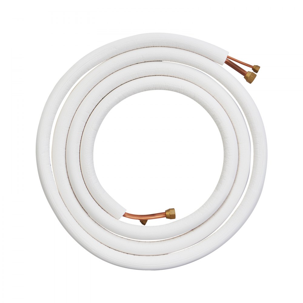 VEVOR 4876.8mm Mini Split Line Set, 6.4 & 12.7mm O.D Copper Pipes Tubing and Triple-Layer Insulation, for Air Conditioning or Heating Pump Equipment & HVAC with Rich Accessories (18ft Connection Cable