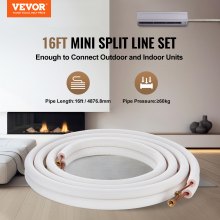 VEVOR Mini Split Line Set 6.4x9.5 x4876.8mm Copper Tubing AC w/ Connection Cable