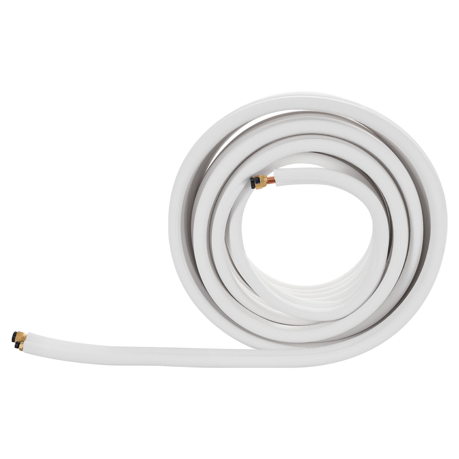 VEVOR 15.2m Mini Split Line Set, 9.5 & 15.9mm OD AC Copper Tubing Pipe, 3/8 White PE Thickened Insulated Coil with Flared Nuts, Rich Fittings, for Mini Split Air Conditioner HVAC or Heat Pump System