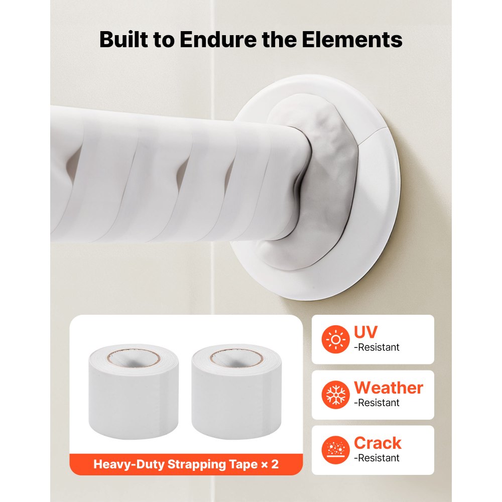 VEVOR 15.2m Mini Split Line Set, 6.4 & 12.7mm OD AC Copper Tubing Pipe, 3/8 White PE Thickened Insulated Coil with Flared Nuts, Strapping Tapes, for Mini Split Air Conditioner HVAC or Heat Pump System