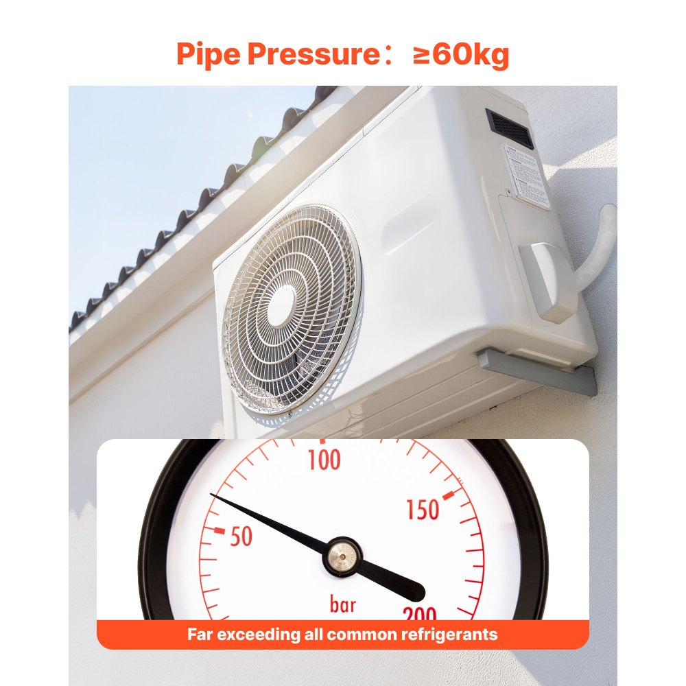 VEVOR koelmiddelleiding 30,48 m, koperen leiding 6,4 & 9,5 mm buitendiameter, PE-geïsoleerde spoel met wartelmoeren, spanbanden, voor mini-split airconditioner, HVAC of warmtepompsysteem